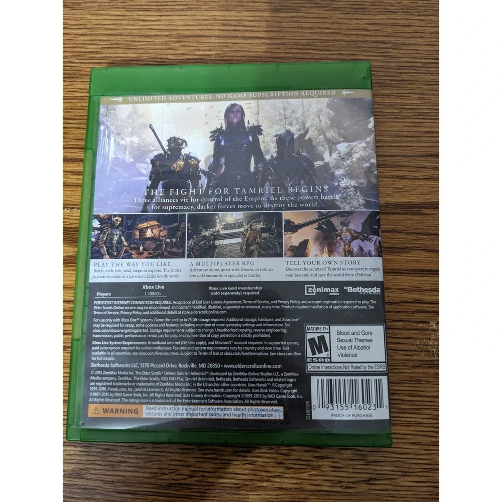 The Elder Scrolls Online Tamriel Unlimited Xbox One Bethesda RPG Video Game